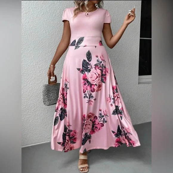 Long floral print dress - Picture 1 of 7